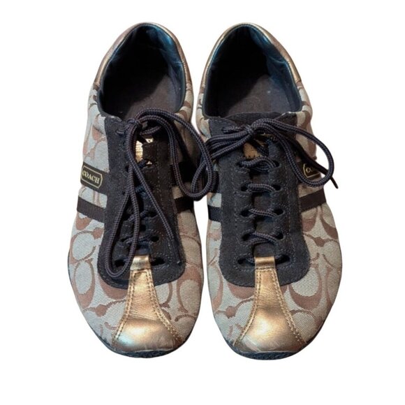 Coach Katlyn Signature Brown Tan Sneakers Women's Size 8. - Picture 1 of 6